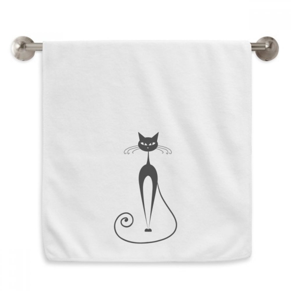 Serviette chat noir diadème d'art de toilette blanche 13x29