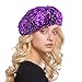 Women's Girls Sparkly Sequin Beret Hat Fashion Fun Stretch Bling Beanie Cap Headwear for Festival Party Club Purple