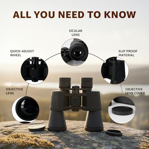 Image of Amazon Basics Binoculars, 20x50 High Power with Carrying Case & Strap, Wide Field of View for Birdwatching, Nature Observation, Stargazing & Concerts - Black