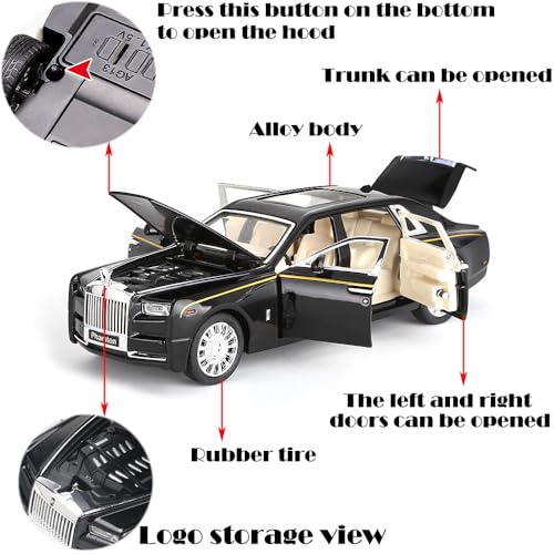 Vehículo a escala 1:32 Phantom modelo negro con sonido y luz miniatura 2