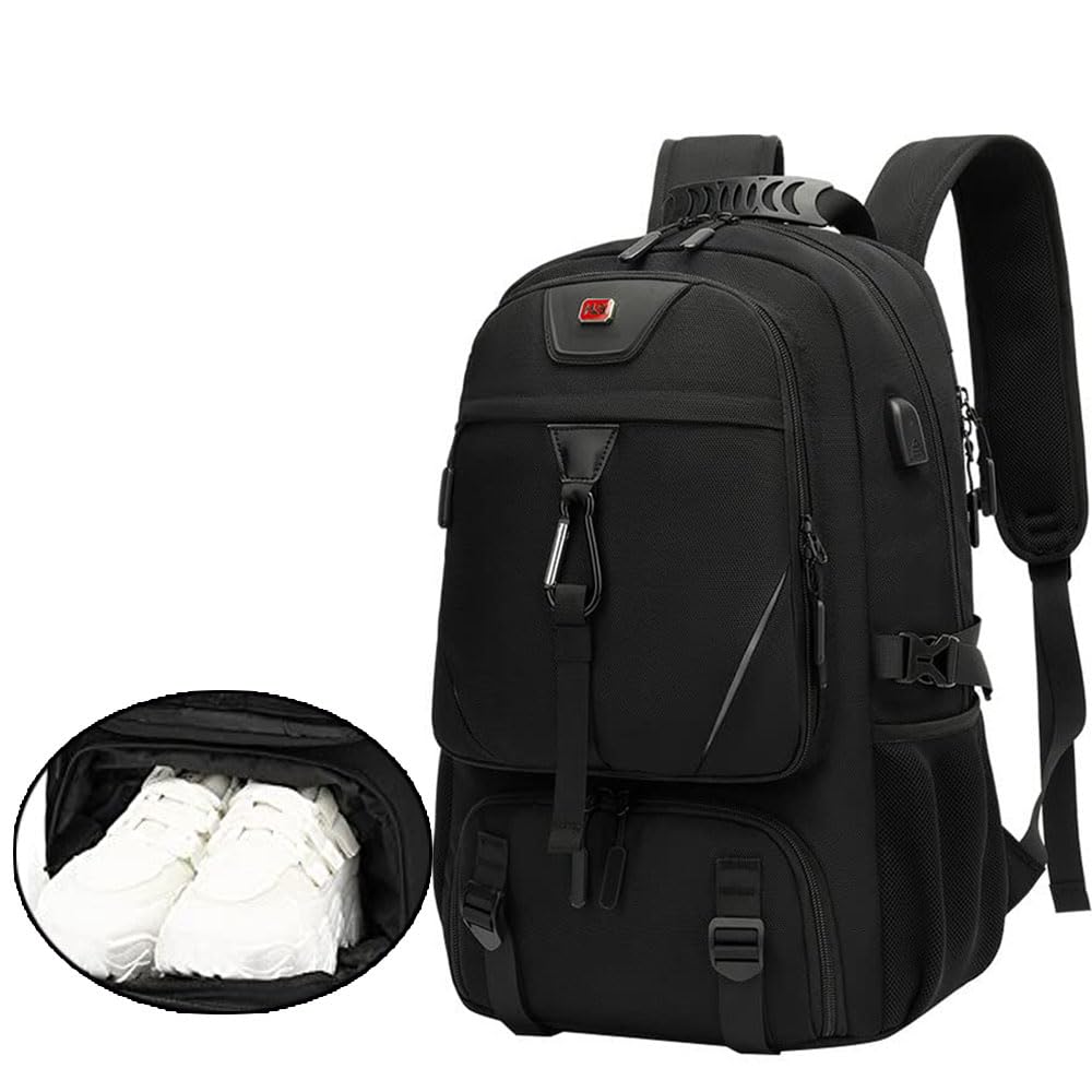 Aikelai Large Travel Backpack with Shoe Compartment, Carry On Backpacks for Men, Laptop Backpack with USB Charging Port