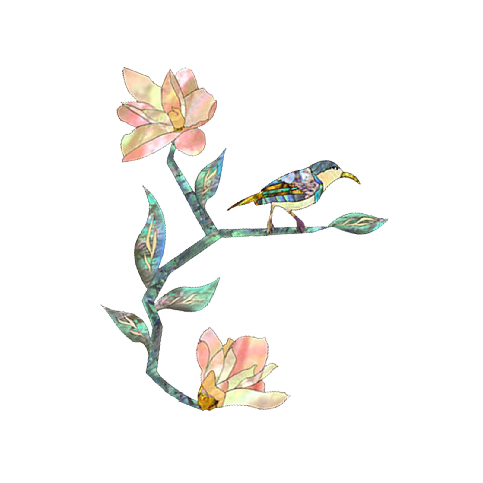Adesivo per chitarra, intarsio con rosa magnolia in PVC, intarsio per paletta di chitarra, decorazioni per strumenti musicali, adesivi rimovibili con rosa per chitarre e bassi