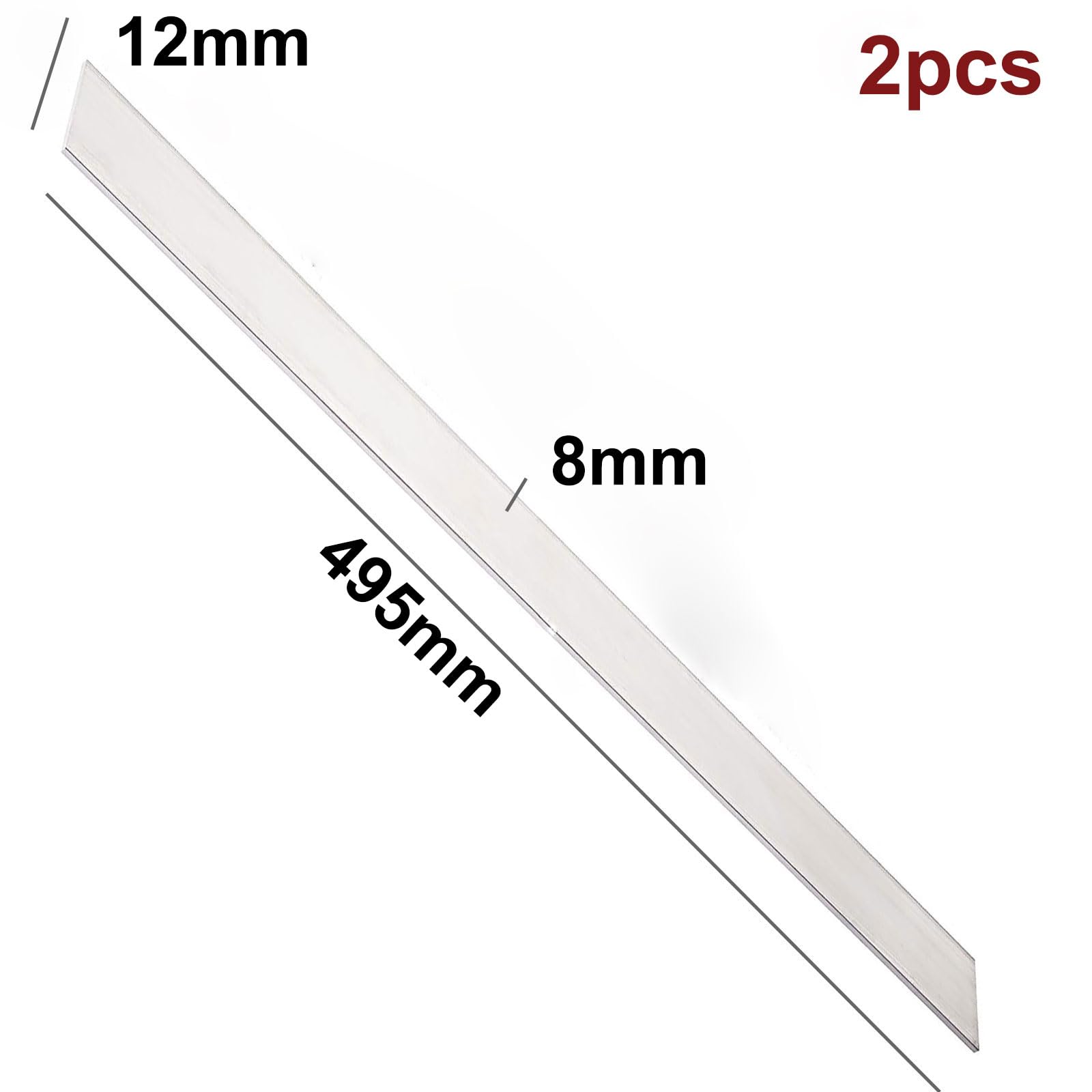 Płaskowniki aluminiowe - 2 szt. Grubość 8 mm, długość 495 mm, wszechstronna płaska płyta 6061(12mm)