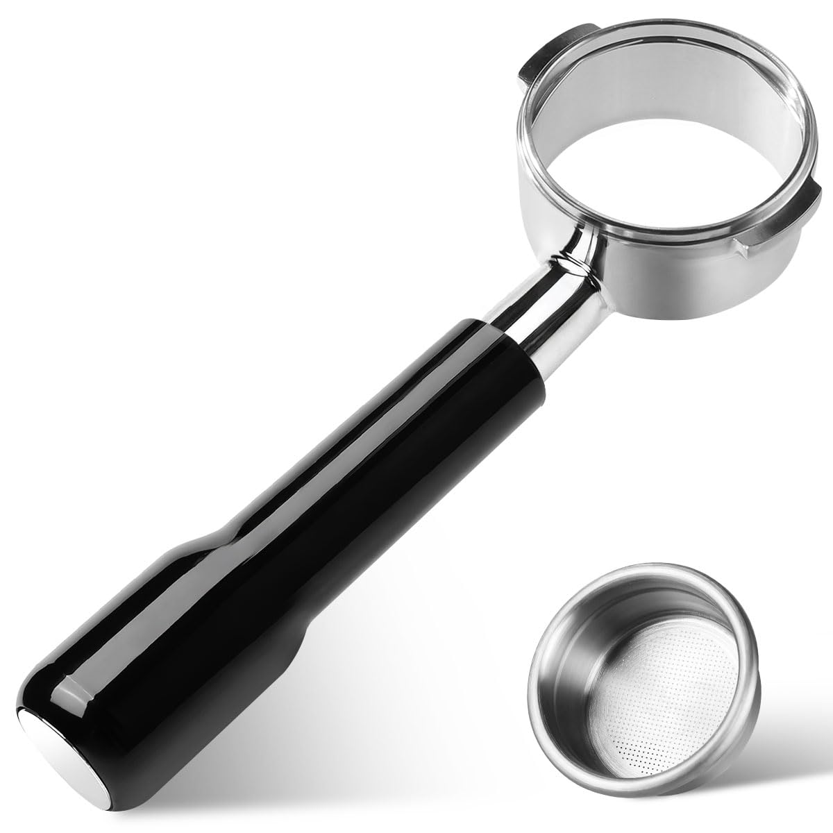 Proxima Direct Bottomless Portafilter 58mm, Bottomless Naked Portafilter Compatible with Breville 9 Series Espresso Coffee Machine Replacement Two Ears Handle with Filter Basket (58mm)