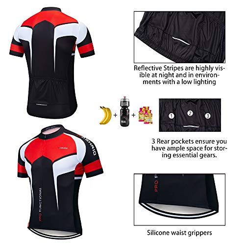 NASHRIO Men's Cycling Jersey Set Bicycle Short Sleeve Set Quick-Dry Breathable Shirt+3D Cushion Shorts Padded Pants/Bib Short - Thumbnail 5