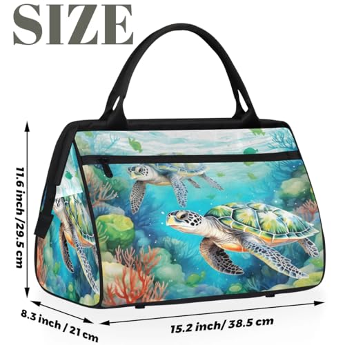 Sea Turtle Travel Duffel Bag Sports Tote Gym Bag Carry on Weekender Overnight Bag for Women and Men2