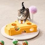 3-in-1 Interactive Cat Toy Felt Cat Scratcher, Spring Fluffy Toy & Jingle Ball Track, Indoor Self-Play Puzzle, Durable Anti-Scratch, Relieves Boredom