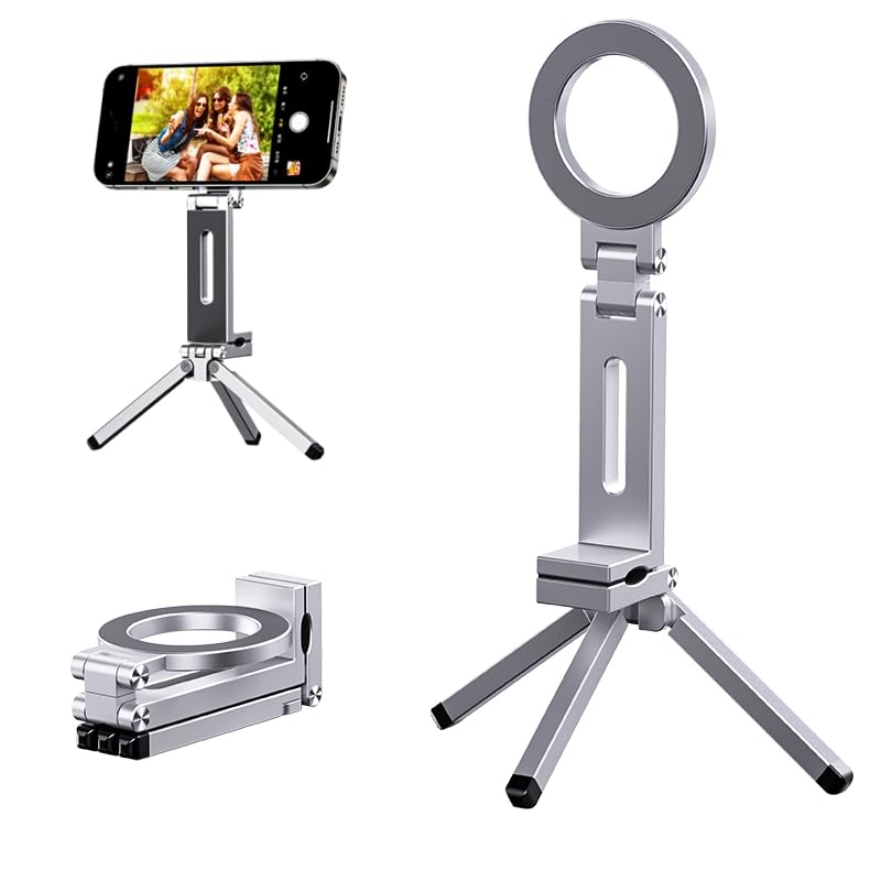 Image of Magnetic Tripod Stand,360Adjustable Foldable Phone Holder with 1 /4 inch Screw