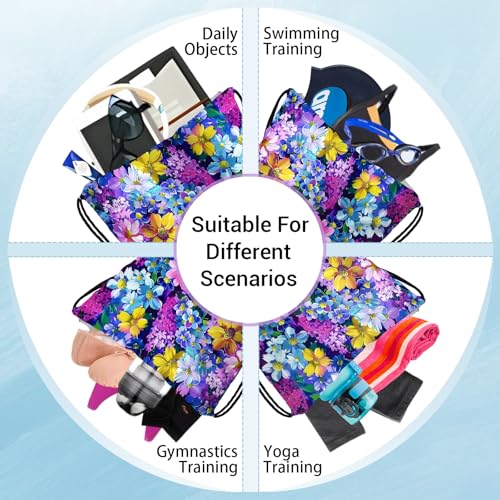 Image of Colorful Wildflowers Painting Grip Bag for Gymnast Purple Small Gymnasts Gymnastics Grip Bag
