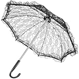 TOYANDONA Black Umbrella Parasol Vintage Wedding Bridal Umbrella for Decoration Photo Lady Costume 1920s Party Black Parasol