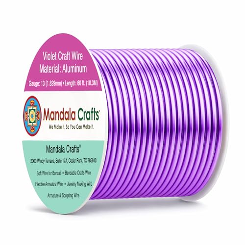 Image of Mandala Crafts 13 Gauge Violet Anodized Aluminum Craft Wire, 60 FT | Colored, Flexible, Bendable, for Bonsai, Armature, Sculpting, Wire Wrapping, Jewelry Making, Weather & Tarnish Resistant