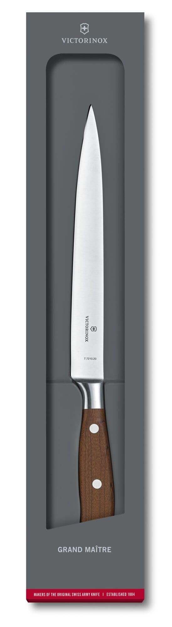 Victorinox Grand Maître, Profi Filetiermesser, Extra Scharfe Klinge, gerader Schliff, 20 cm, Edler Holzgriff, Rostfreier Stahl, braun