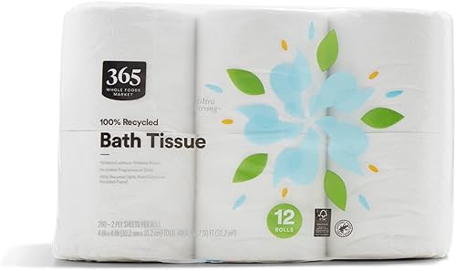 365 by Whole Foods Market Pañuelo de baño 100 reciclado doble rollo 260 unidades paquete de 12 365 by Whole Foods Market Pañuelo de baño 100 reciclado doble rollo 260 unidades paquete de 12