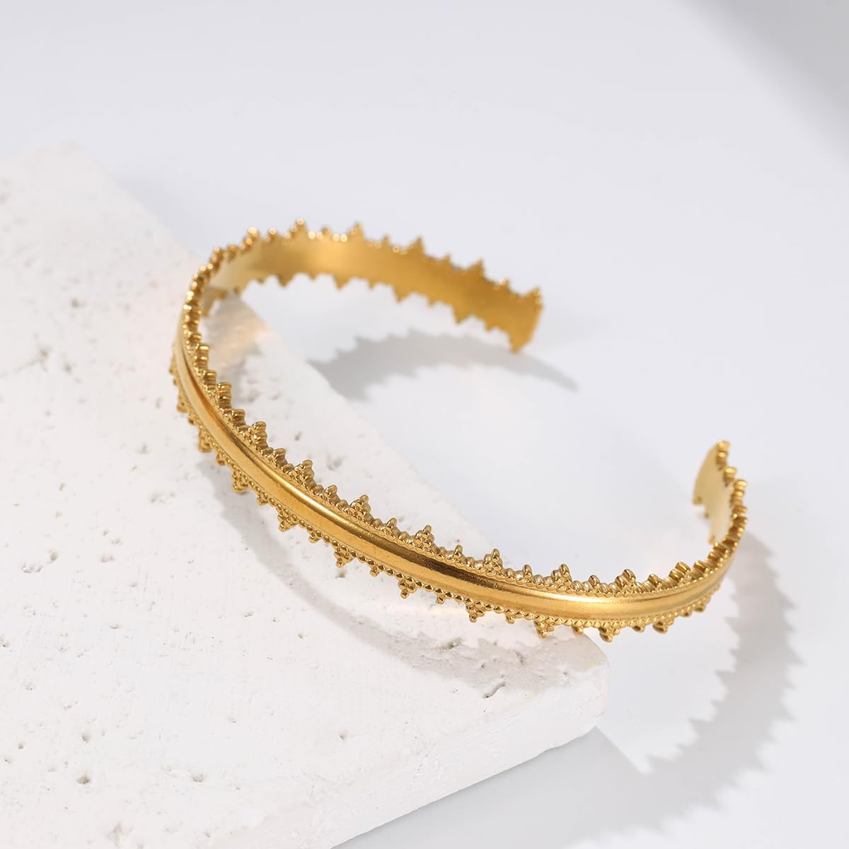 Gold Cuff Bracelets for Women Chunky Open Bracelet Hollow Wide Cuff Bracelets Adjustable Gold Open Cuff Bangle - Image 5