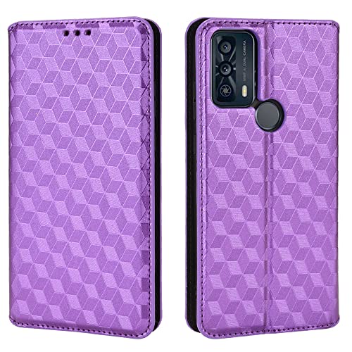 QINOUK - Funda para TCL 20B, cierre magnético, piel sintética, 2 ranuras, función atril, compatible con TCL 20B, color morado