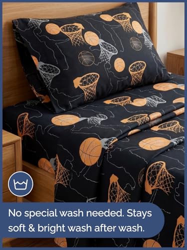 Image of Kids Twin Halloween Hoops Bed Sheets - 3 Piece Halloween Hoops Sheet Set