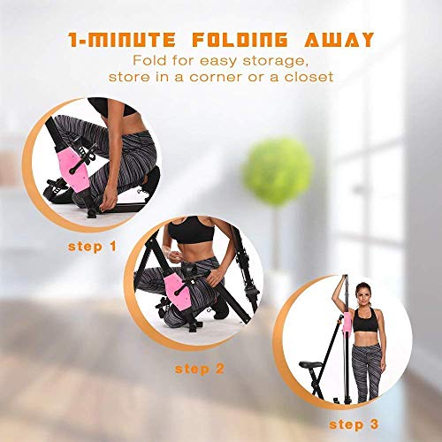Hurbo Vertical Climber Home Gym Exercise Folding Climbing Machine Exercise Bike for Home Body Trainer Stepper Cardio Workout Training Non-Stick Grips Legs Arms Abs Calf (Pink)