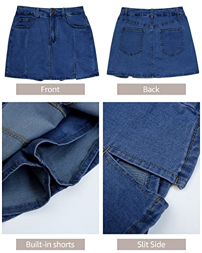 Luvamia Skorts Skirts For Women Denim Mini Skirt Side Slit With High Waisted Jean Shorts Stretchy Jean Shorts For Women Mini Skirts For Women Sexy Jean Shorts Women High Waisted Reef Blue Medium #TOP6