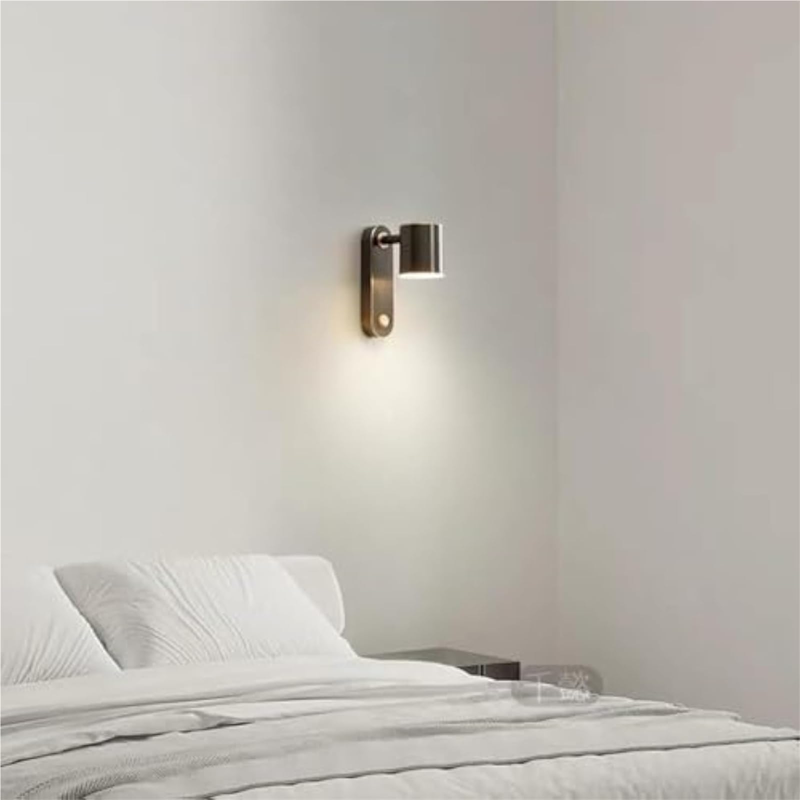Regulowana lampa do czytania przy łóżku, montowana na ścianie, z włącznikiem/wyłącznikiem, 7 W, ściemnialna, kinkiet, 3 tryby kolorów, oprawa szczotkowana miedź, do użytku wewnątrz