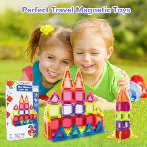 57PCS Magnetic Tiles Mini Travel Kids Set, Educational Learning Sensory Toys,Preschool Classroom Magnetic Blocks Building Kids Toys & Games, for 3-8 Year Boys Girls Birthday Gift