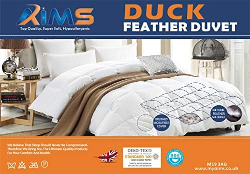 Duck Feather Down Duvet [Single] Quilt 13.5 Tog Luxury Comforter Deluxe Duvet, Best Hotel Quality, Super Soft, Warm and Cosy, Anti Allergy, Computer Quilted Self piping (S)