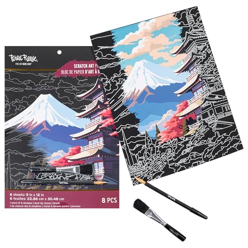 Brea Reese: Scratch Art Paper Pad - Global Iconic Views - 6 Designs, Metallic Guided Art, Dual-Tip Stylus, Easy-to-Frame 9x12 Pages, Adult Craft Kit by Brea Reese - Image 3
