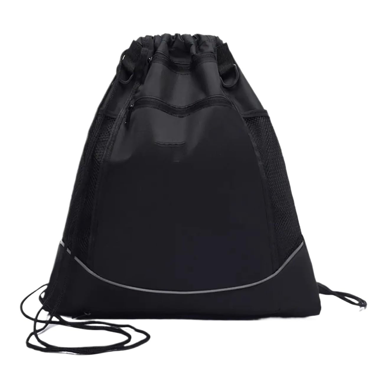 Basketballtasche Tragbare Outdoor-Sport Basketball Fußball Volleyball Lagerung Rucksack Tasche Kordelzug Sport Ball Mesh Beutel(Black)