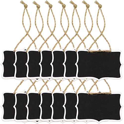 DYWISHKEY Mini Chalkboards Signs Hanging Blackboard Rectangle Message Board Double Sided for Weddings, Kids Crafts, Garden Favou