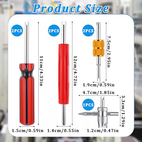 Image of JJUNW 7 pcs Valve Stem Removal Tools, tire Repair Tools Double Heads Valve stem Installation, Valve Adjustment Puller for Repair Installation Car Truck Bicycle Air Conditioner(7 Pcs)