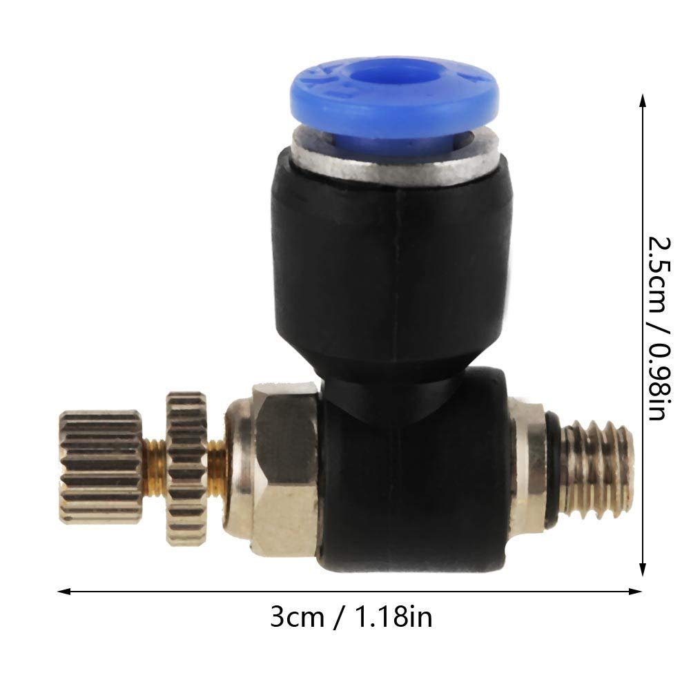 20 Piezas Conectores Neumáticos, Válvulas de Acelerador de Tubo, Válvula Neumática de Control de Flujo de Aire, Conector Rápido de Válvula de Acelerador, OD 4mm-M5 Conector de VáLvula de Aire