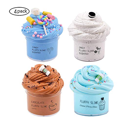 Jumbo 4pack Candy Slime Latte Slime Oreo Slime,Strech Non-Sticky and Glossy Slime, Stress