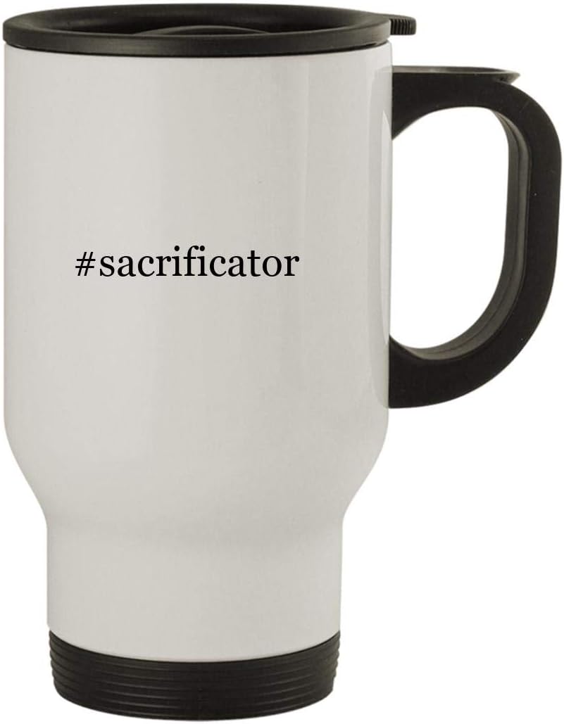 #sacrificator - Stainless Steel Hashtag 14oz Travel Mug, White