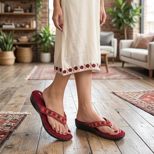 Image of TRASE Orthopedic Comfortable Footwear for Women | Stylish V Strap Chappal with Soft Cushioned Footbed | Perfect Slippers for Woman Daily Use