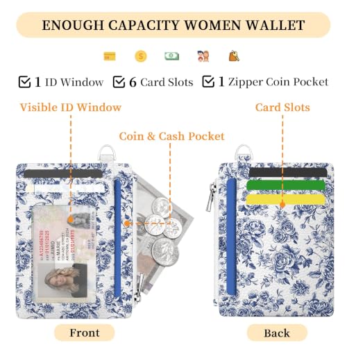 Image of Hancynir Floral Flower Credit Card Holder Small Wallet Women Slim RFID Cute