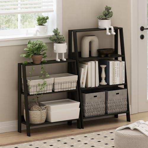Furinno Ladder Storage Shelves, 4-Tier Ladder Open Book Shelf, Corner Shelf, for Living Room, Bedroom, Home Office, Espresso by Furinno - Image 2