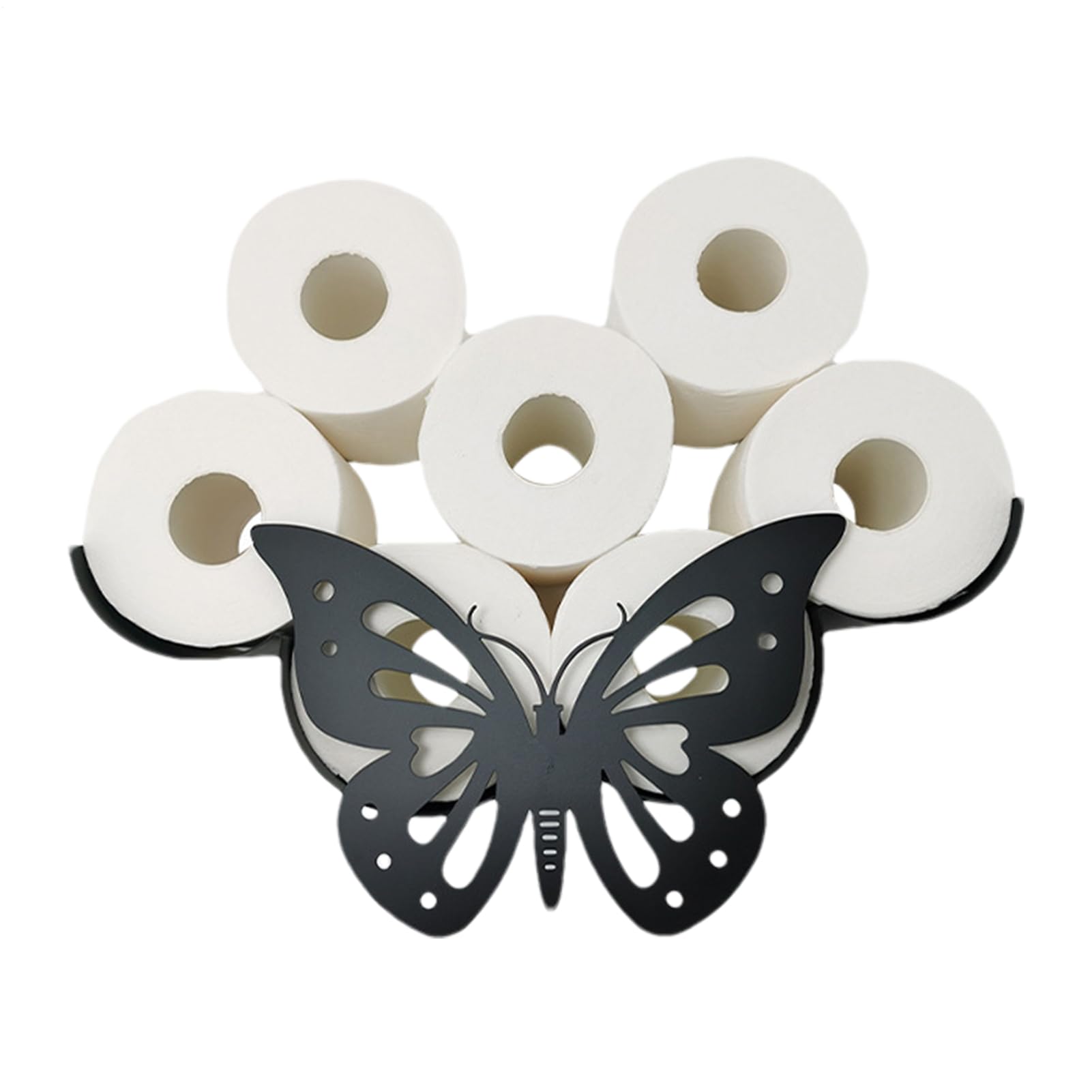 Supports de rouleau de papier toilette papillon : rangement de papier toilette décoratif papillon mural, rangement de tissus en métal, organisateur supplémentaire de huit rouleaux