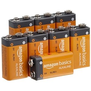 Amazon Basics 8-Pack 9 Volt Alkaline Performance All-Purpose Batteries, 5-Year Shelf Life, Packaging May Vary