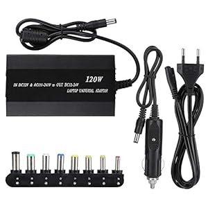 120W Universele Laptopoplader, Thuis/in de Auto Universele Notebook-voedingsadapter met 8 Connectoren, 12V, 15V, 16V…