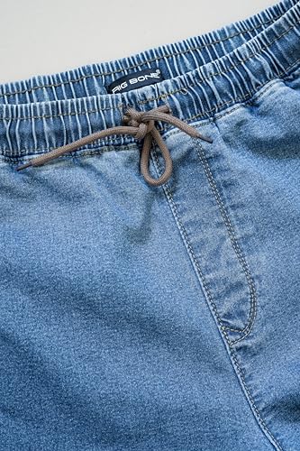 Image of Men's Comfort Fit Denim Lycra Joggers Jeans Stretchable High Rise Relaxed Fit Available in Dark Blue Navy Blue Light Blue Full Length Soft Fabric Machine Wash
