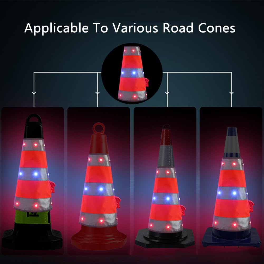 Cubierta de cono de carretera luminosa LED solar - Funda de tráfico reflectante de alta visibilidad for uso en exteriores - 1 pieza(Big)
