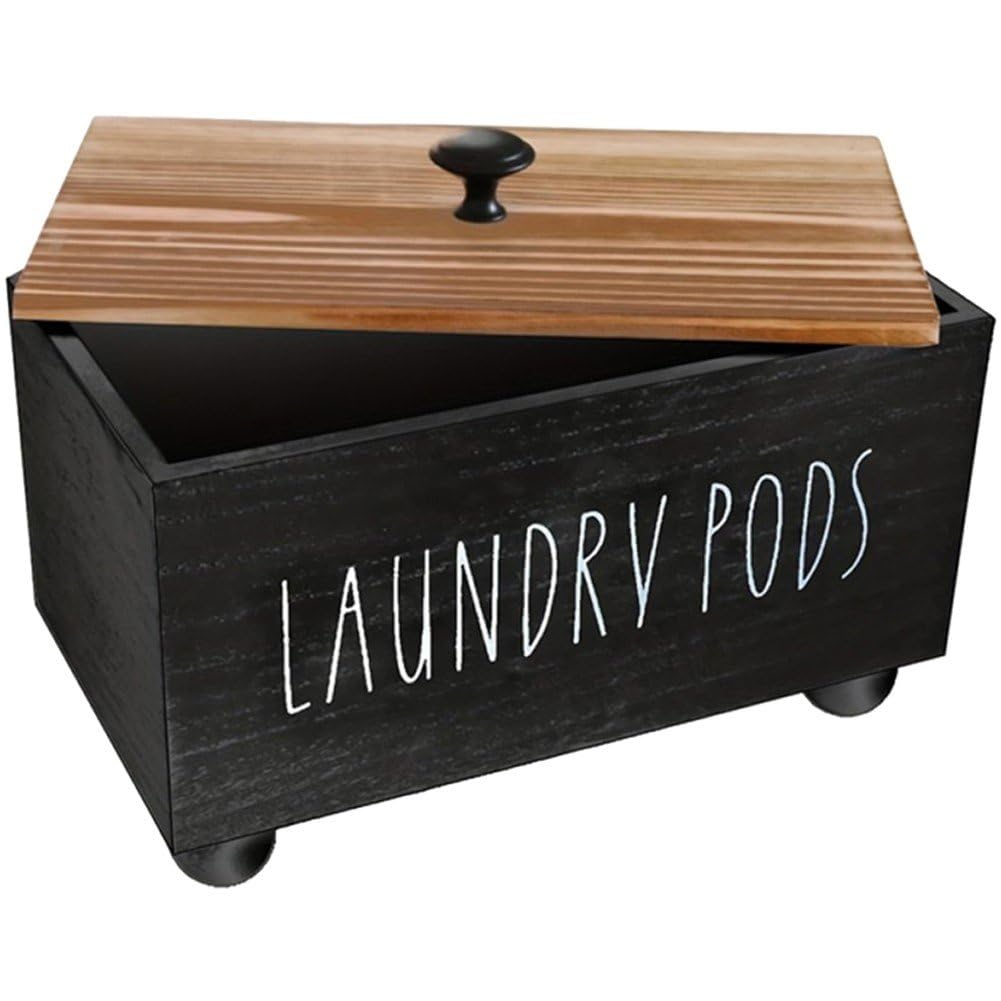 Conteneur de dosettes de lessive en bois boîte de rangement capsules lavage