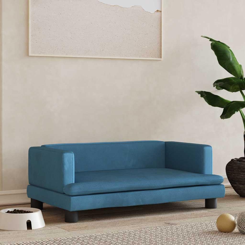 Cuccia per cani in velluto con materasso morbido, cestino antiscivolo, cuscino lavabile, delicato sulle articolazioni, per cuccioli, anziani e artrosi, colore: blu, 80 x 45 x 30 cm