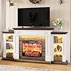 70 Electric Fireplace with Mantel and Cabinets Fireplace TV Stand for Living Room Bedroom LED Light Stacked Stone Surround and Remote Control 3D Realistic Flame