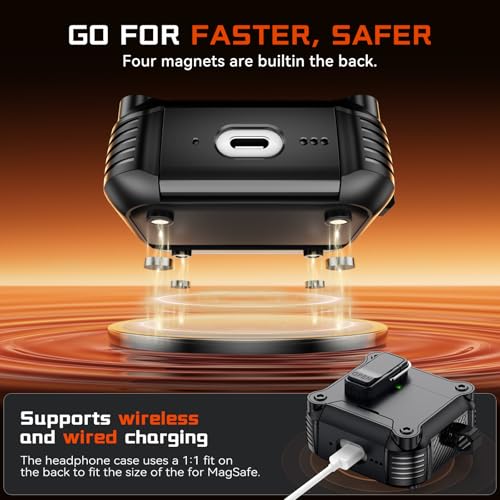 Image of Inesore for AirPods 4 Case with Secure Lock (Black) | Phone Stand Design,Compatible with MagSafe,Automatic Snap Switch Secure Cover with Cleaner Kit & Keychain