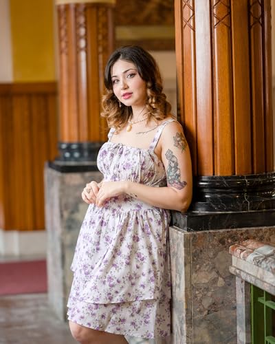 Image of Scarlet Darkness Floral Mini Corset Dress for Women Teen 2026 Summer Spring Flowy A-Line Sundress with Pockets
