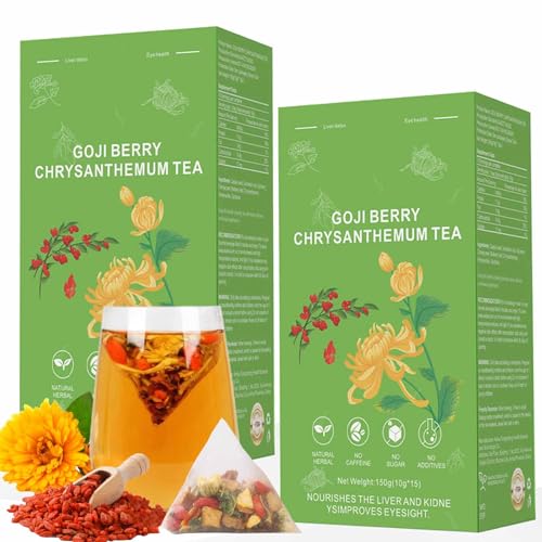 Goji Berry Chrysanthemum Tea, Dandelion Wolfberry Tea for Liver Health, Liver Detox Clear the Liver and Improve Eyesight 150g(1box,15 Bags) (2)