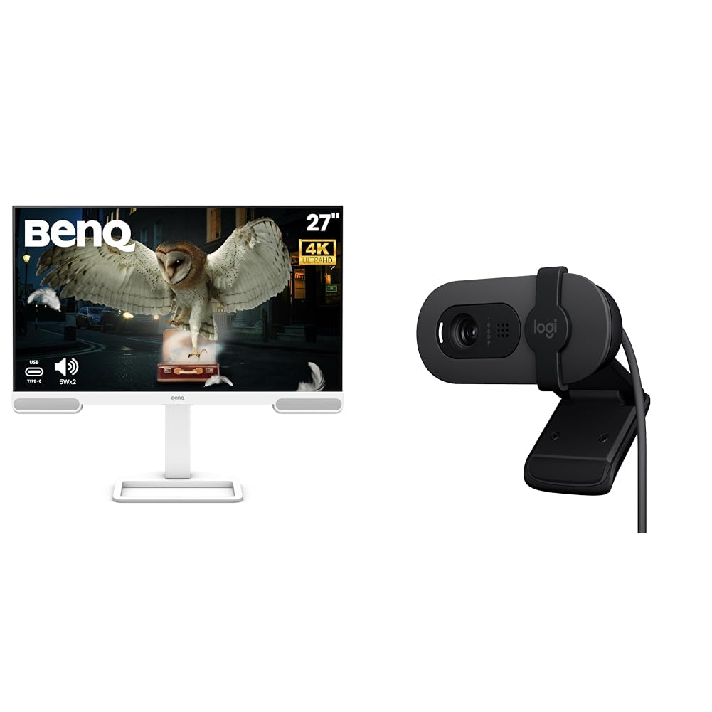 BenQ EW2790U 27” 4K UHD 3840x2160 Entertainment Monitor with 95% P3| AI Contrast| 5Wx2 treVolo Speakers| USB Type-C (65W PD)| 3xHDMI|USB Hub| Ergonomic + Logitech Brio 100 Full HD 1080P Webcam-image-10