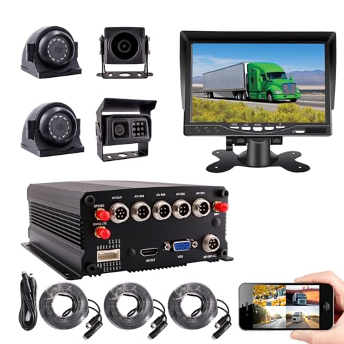 JOINLGO 4 Channel 256GB 1080P AHD HD Mobile Vehicle Car DVR Black Box Video Recorder Kit with 4pcs Waterproof Side Rear View Backup Night Vision Metal IR 2.0MP Car Camera 7