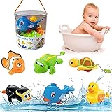 Liberty Imports 6 Pack - Swimming Wind Up Sea Animals in The Bathtub Windup Motorized Water Toy for Children Kids Toddlers Bath Time Fun (Turtle, Fish, Duck, Dolphin, Penguin, Alligator)