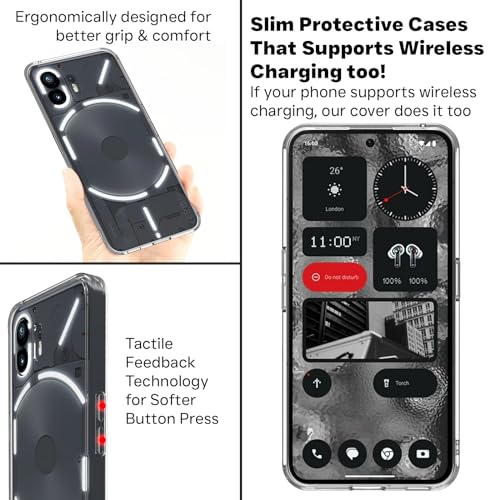 Image of RIGGEAR Shockproof Clear Hybrid Armor Back Cover Case for Nothing Phone 2 (Clear PC + TPU)